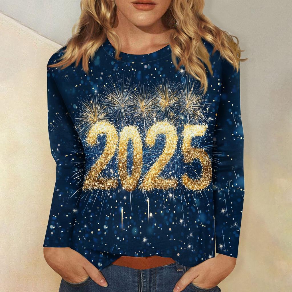 Women's And Winter Round Neck Long Sleeve T-Shirt Printed Top