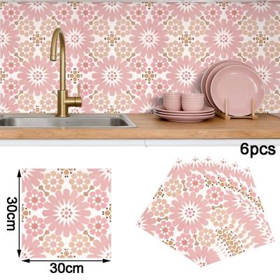 6pcs Waterproof Self Adhesive Floor Tile 30x30cm Peel & Stick Vinyl Stickers Bathroom Kitchen