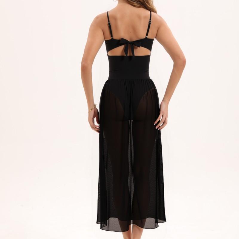 Swimsuit Women's Sexy Pure Desire Style Black One-piece Bikini Small Chest Gathered To Show Slimming Hot Swimming Suit