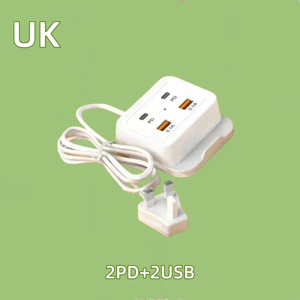 USB Power Adapter With Surge Protection USB Charging Station And Multifunctional Phone Holder 4-Port Power Adapter For Home