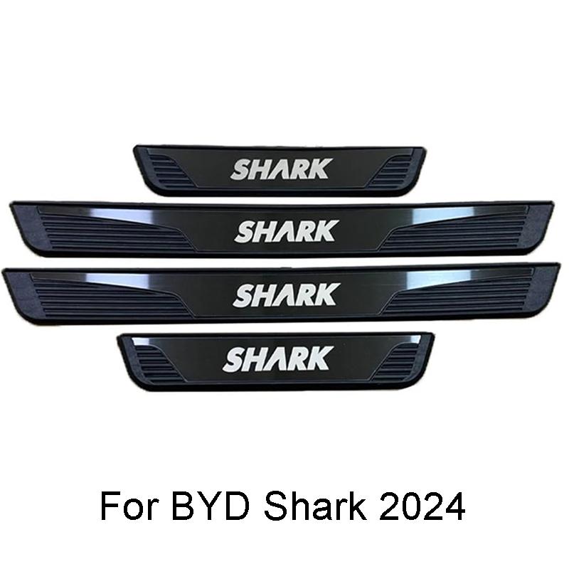 Door Sill Pedal Welcome Scuff Plate Cover Plastic Stainless Steel For BYD SHARK 6 2025+ Protector Sticker Car Accessories 4PCS