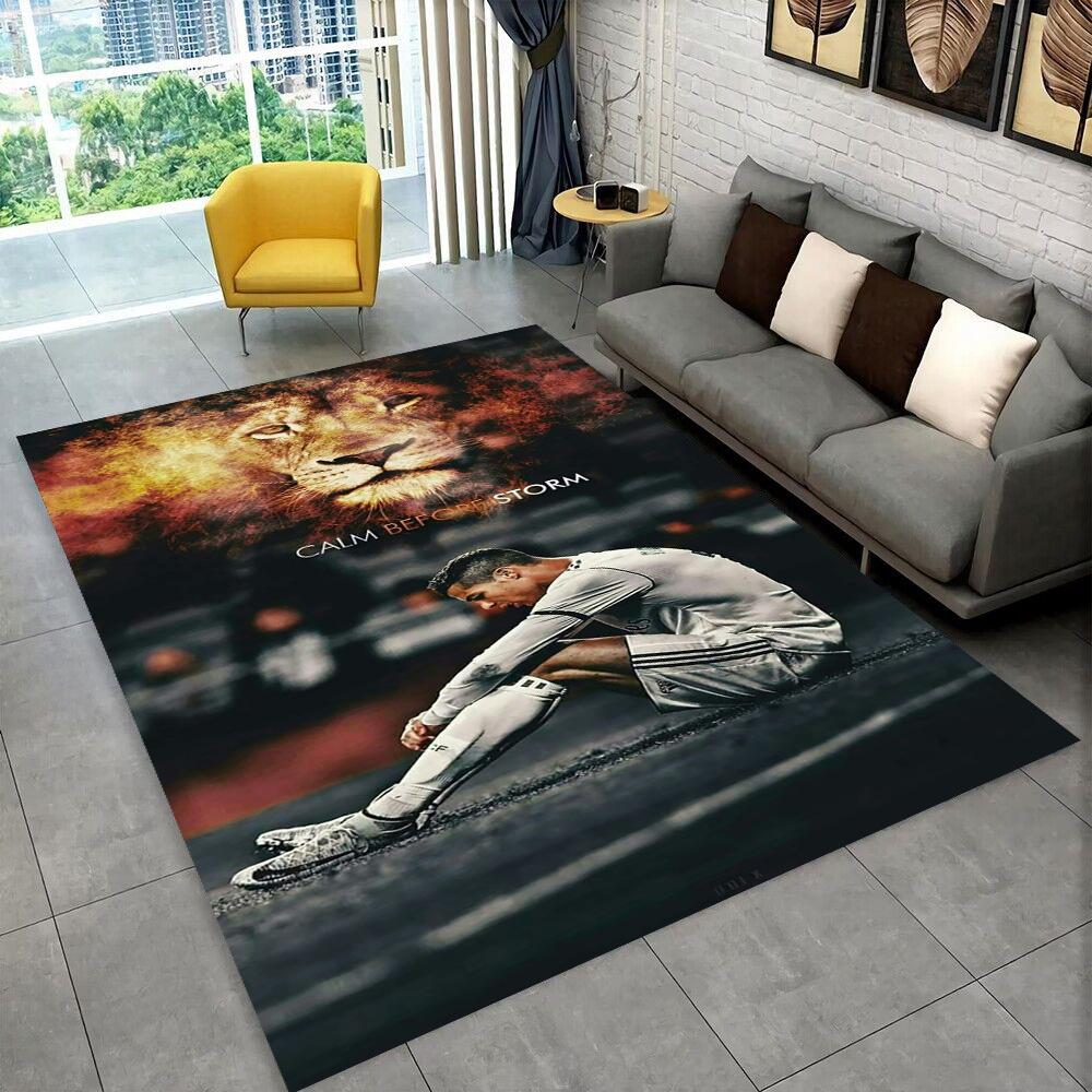 Tappeto CR7 Capra Ronaldo Stella del Calcio per Stanza dei Giochi Camera da Letto Soggiorno Divano Arredamento Casa, Tappeto per Area Bambini Tappetino Antiscivolo Regalo
