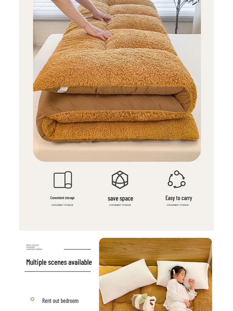 Thickened Lambswool Fleece Mattress Pad - Soft Winter Tatami Sponge for Dormitory Single Bed