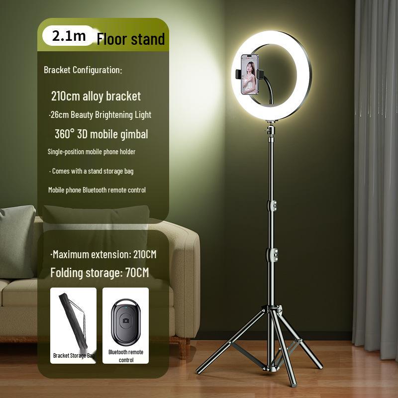 2024 Mobile Phone Live Streaming Stand with Fill Light for Douyin & Selfie Beauty - Complete Desktop Shooting Support Set