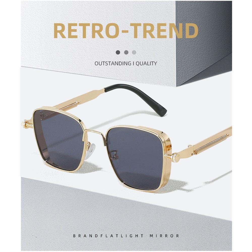 Retro square frame steampunk metal sunglasses personality sunglasses