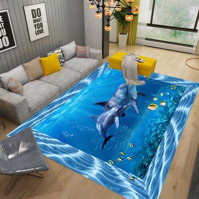 3D-Teppich mit Meeresboden, Unterwasserwelt, Delfin- und Schildkrötenmotiv, Teppich für Wohnzimmer, Schlafzimmer, Sofa, Fußmatte, rutschfeste Bodenmatte für Kinder