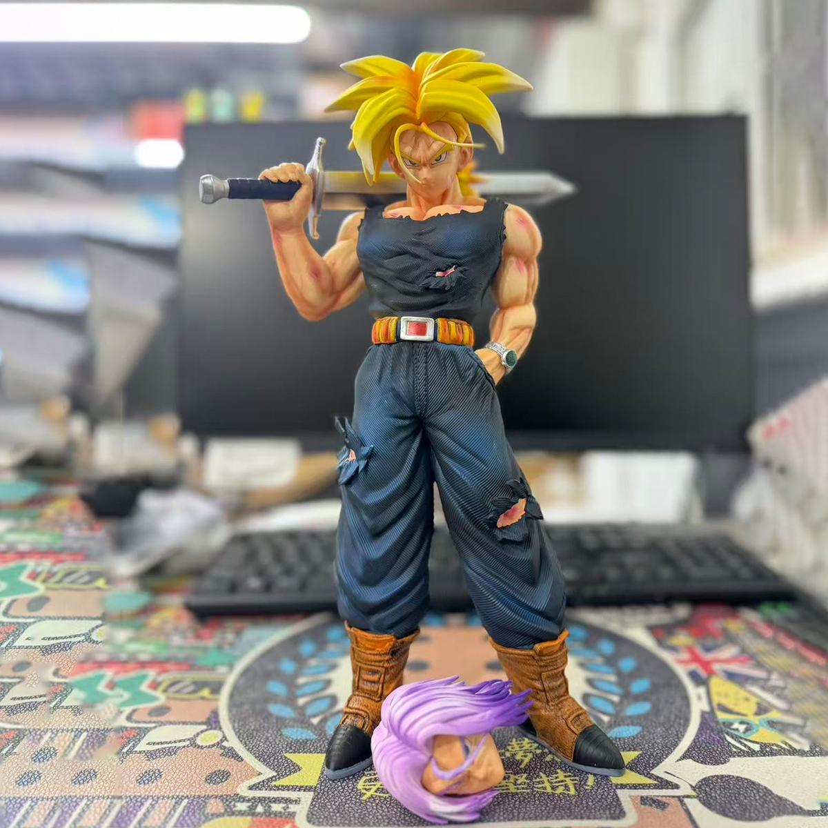 

32.5cm/12.8inch Dragon Ball Z Trunks Figure Replace Heads Future Trunks Super Saiyan Action Figures Collection Mode Toys Gifts