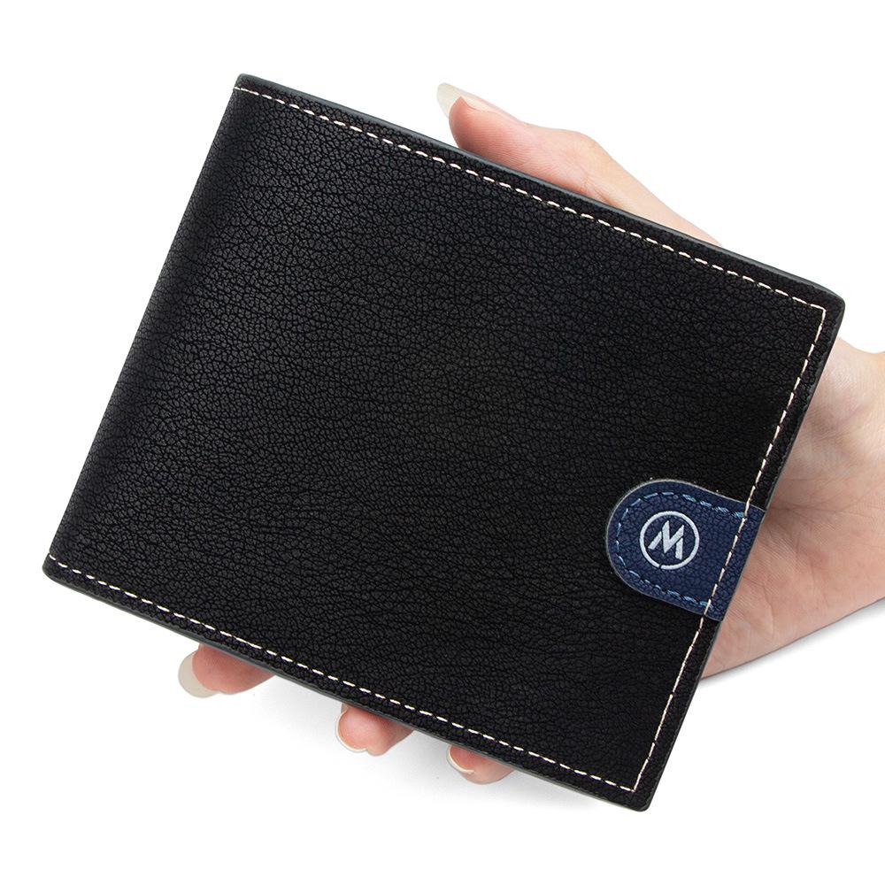 Men's Large Capacity Tri-Fold Wallet with Multi-Card Slots & Hinged Coin Pocket