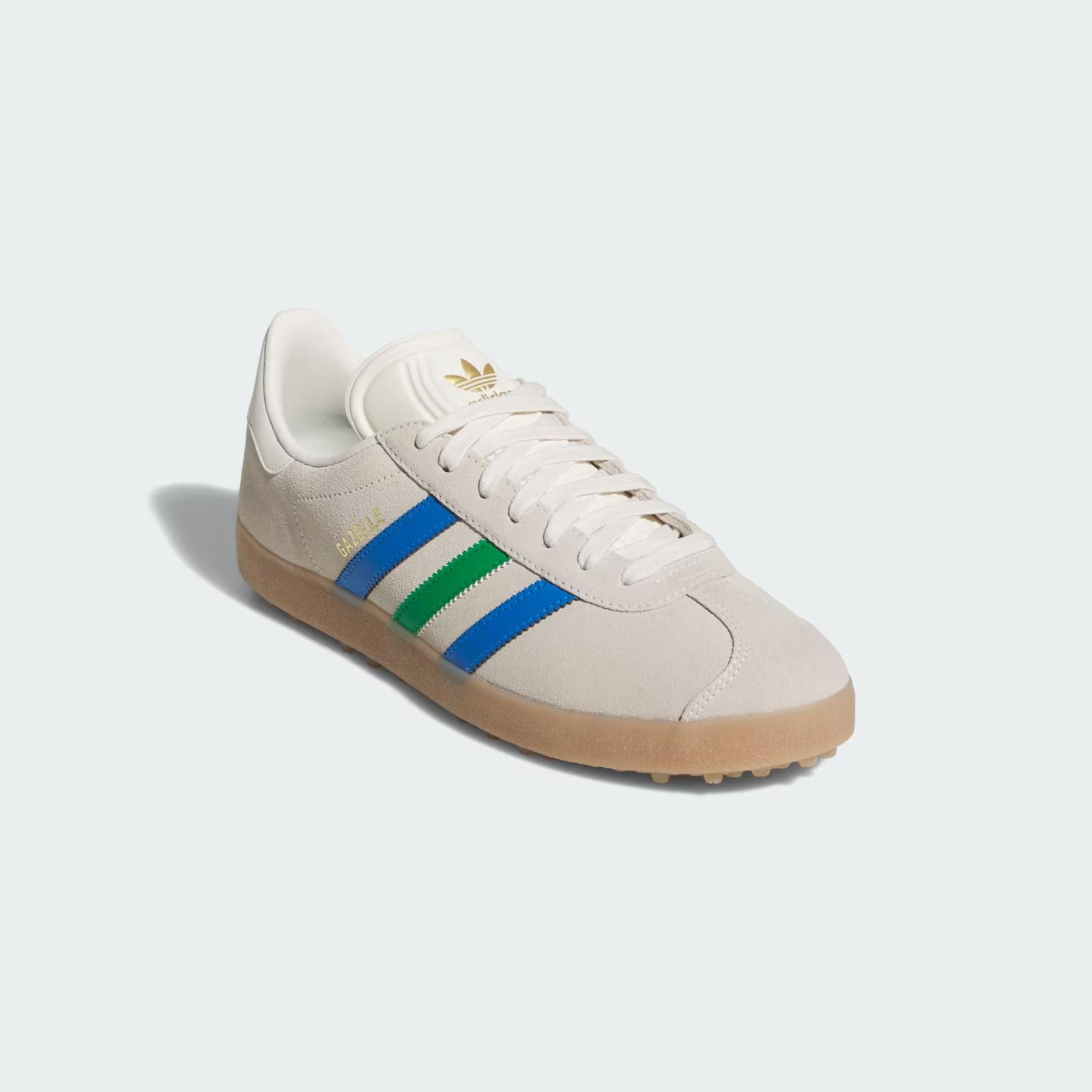 JI4165 adidas Originals Gazelle Spikeless Golf Chalk White Green Blue Bird (Men  10