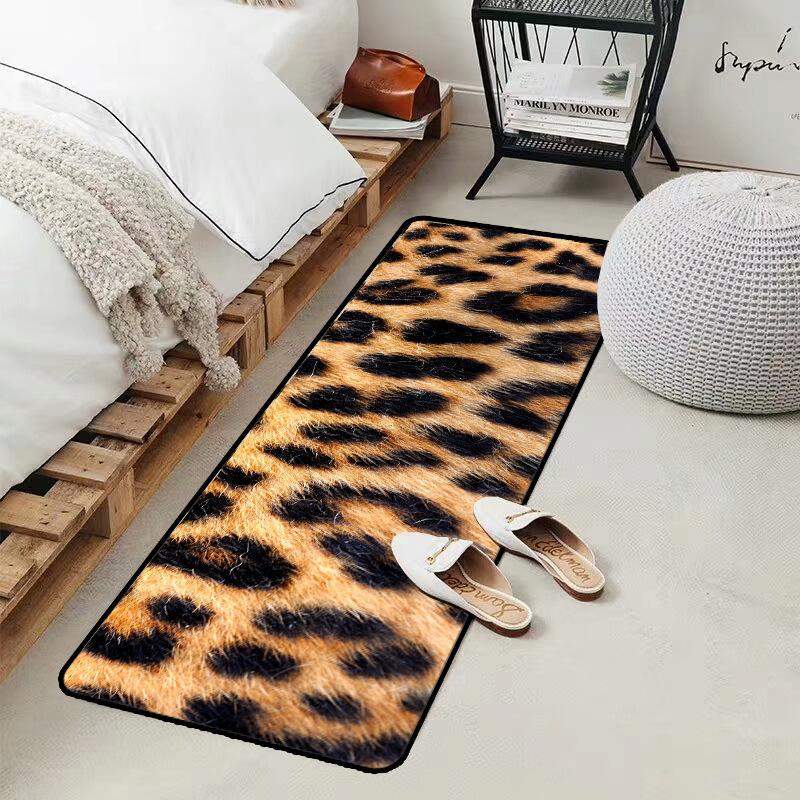 Faux Animal Skin Kitchen Mats Tiger Leopard Print Bedroom Carpets Anti Slip Door Floor Mat Entrance Doormat Kitchen Area Rugs