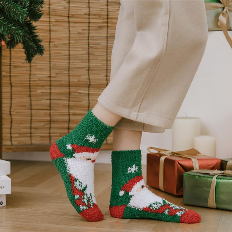 Cozy Coral Fleece Christmas Socks - Thick, Warm Plush Sleep Socks for Men & Women Couples, Perfect Gift