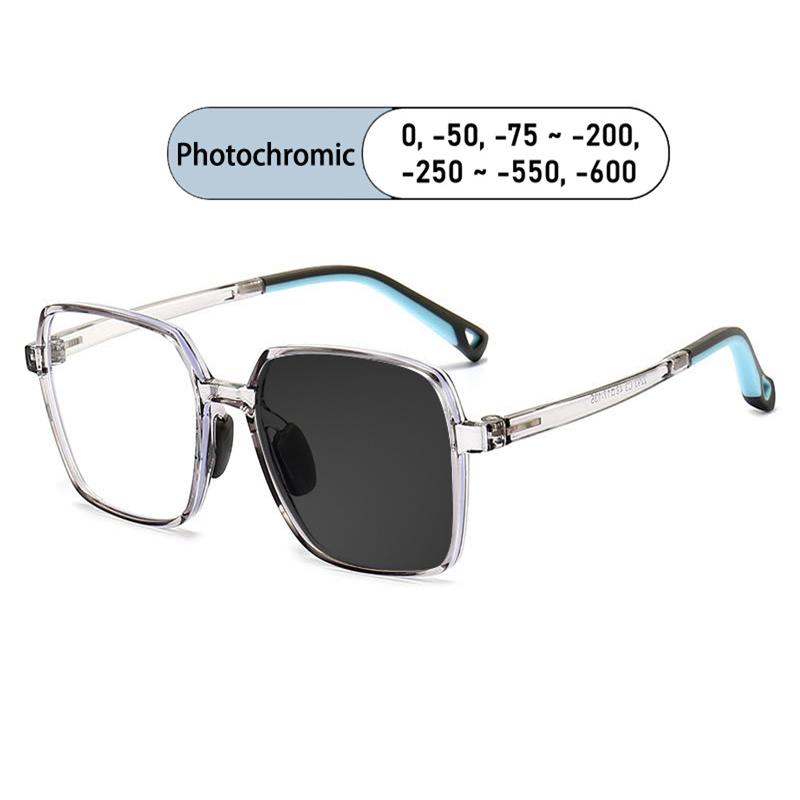 Brand Design Boy Square Large Frame Anti Blue Light Prescription  Myopia Glasses Girls Photochromic Astigmatism Children Eyewear