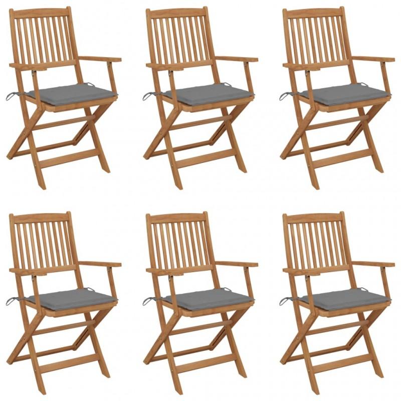 Day and Night - Day and Night Folding Garden Chairs 6 Units and Cushions Solid Acacia Wood
