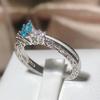 New Fashion Hollow Water Drop Aquamarine Topaz Ring 925 Stamp Party Wedding Jewelry Gift Wholesale