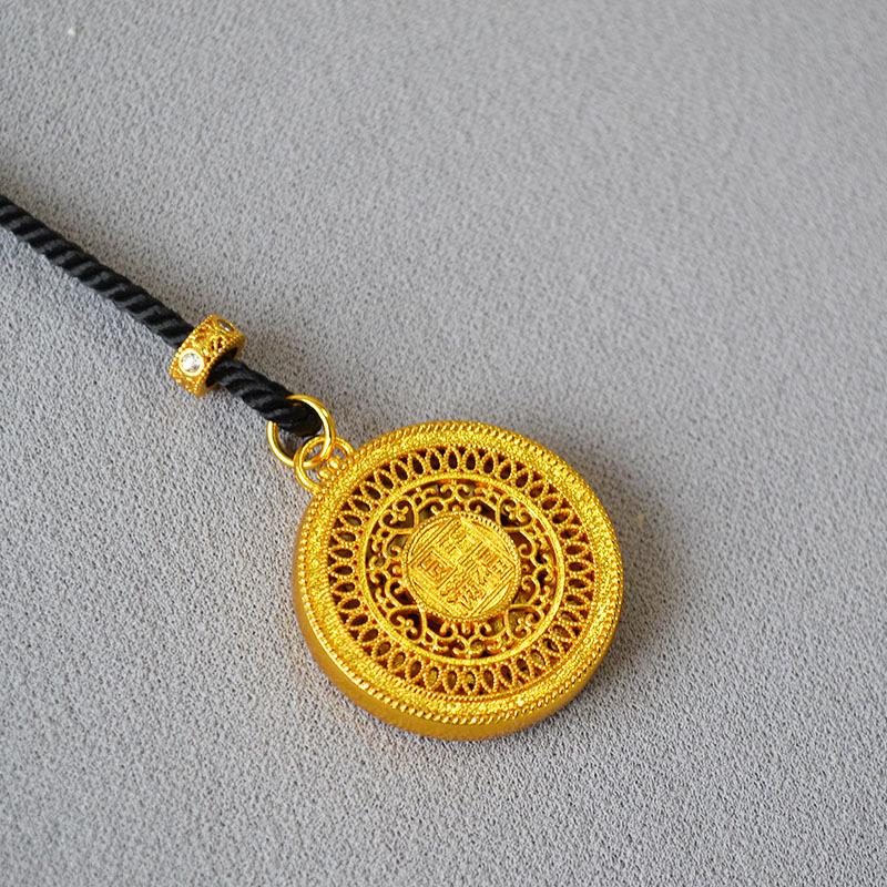 Autumn-Winter Brass Gold Plated Five Blessings Pendant Necklace