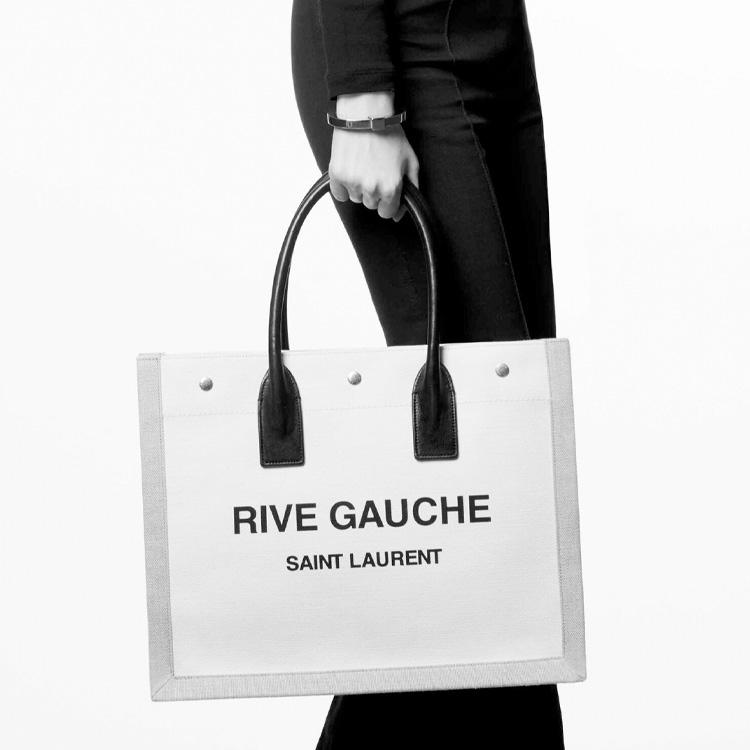 New SAINT LAURENT Fabric Tote Bag, Shopping Bag, Handbag Regular Women's White 617481-FAABR-9054