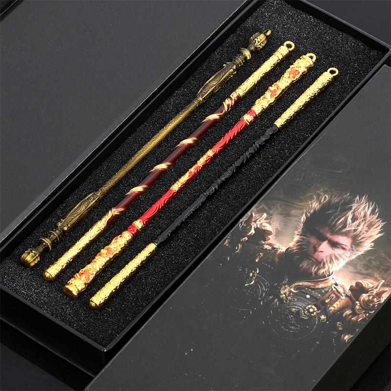 22cm Schwarze Mythologie Wukong Spiel-Peripheriegerät Ganzmetall-Handwerk Affenkönig Ruyi Goldener Stab Ornament Modell Dekoration Spielzeug Geschenk