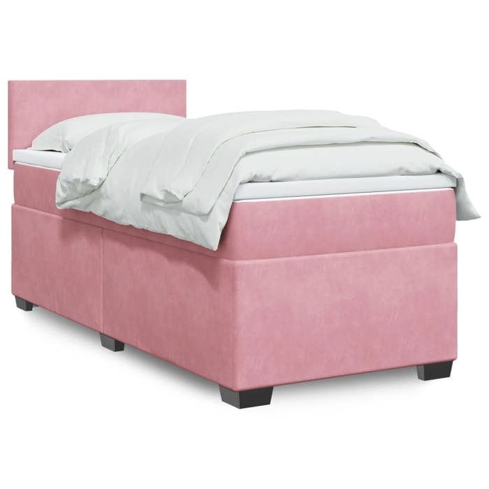 VidaXL Bed Slat Base with Mattress Pink 90x200 Cm Velvet 3288509