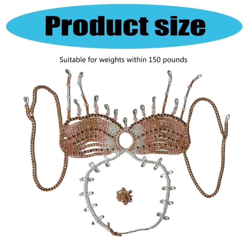Fashionable Pearls Crystal Tassels Bralette Body Chain for Women’s Beachwear Beaded Body Jewelry Harness Bustier Bra Top