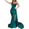 Europäische und amerikanische Abendkleider sexy Satin schlicht Fishtail Einzelschulter Tube Top Kleid Damen