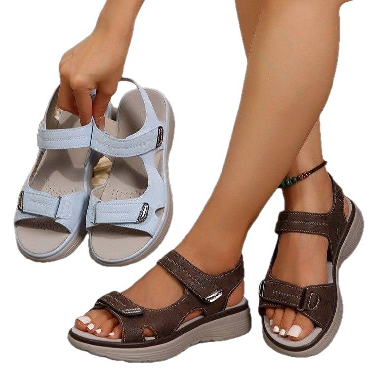 Buckle Ankle Strap Sandals for Women Summer Platform Wedge Sandals Comfortable Non-Slip Walking Sandals Beach Shoes Women's Open Toe Dressy Shoes