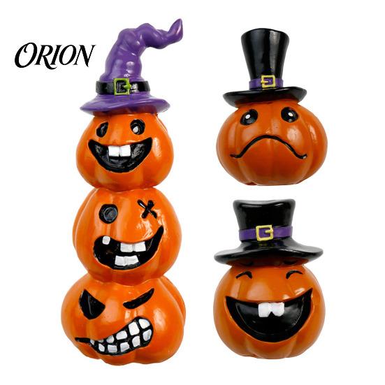 Festive Halloween Room Decor Pumpkin Statue, Resin Spooky Face Figurine for Holiday Seasonal Home Indoor Tabletop, Tiered Tray, Party, Funny Tabletop