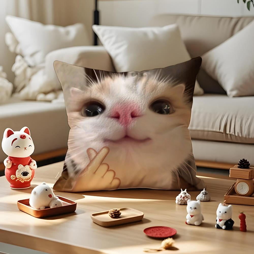 Cute Animal Dog Cat Cushion Cover Silky Short Plush with Invisible Zipper Dustproof Sofa Pillow Cover for Home Decor