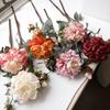 Artificial Flowers Bendable Stems Adjustable Luxury Peony Bouquet Realistic Silk Petals Home Decor for Living Room Dining Table Centerpiece