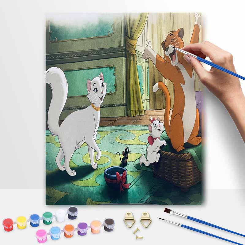 Disney The Aristocats Oil Paint Digital Painting Art Kit Handmade DIY Painting Kit Home Decor