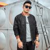 Plus Size Men's Stretchy Denim Baseball Jacket - Korean Style, Extra Large