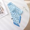 Summer French Retro Blue Tied Hair Small Floral Long Silk Scarf Headband Braided Hair Chiffon Thin Ribbon Scarf