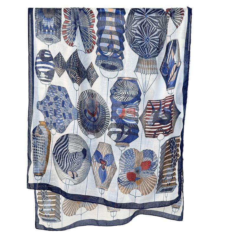Fashion design sense retro niche lantern print scarf high sense trend temperament women travel photography long towel