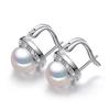 Fresh White/Pink Simulated Pearl Earrings for Girls Inlaid White CZ Fashion Versatile Women Jewelry