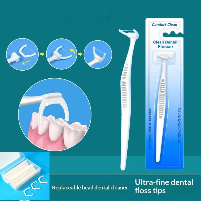 Reusable Replaceable Dental Floss Sticks Oral Care Teeth Cleaning Floss Pick Toothpick Hygiene Tool