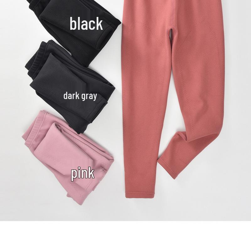 High-Waisted Plus Size Lambswool Thermal Pants with Knee Pads