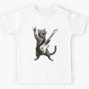 Gato Engraçado Tocando Guitarra Rock and Roll Presentes Homens Mulheres Crianças Camiseta Infantil