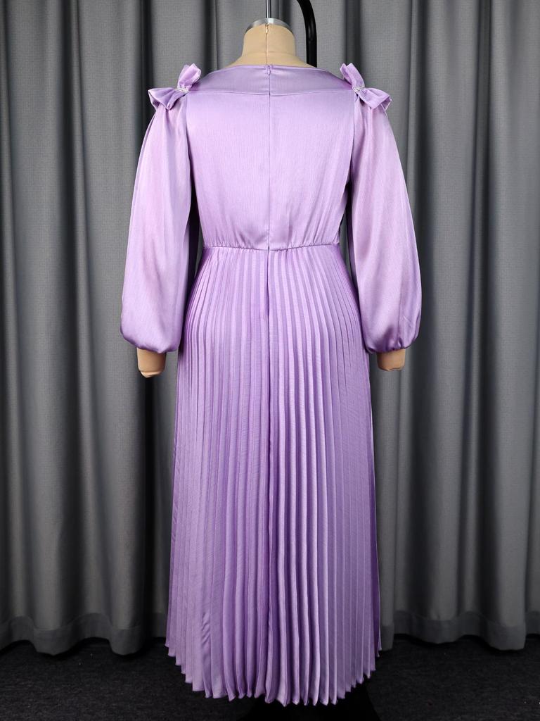 Plus Size Women's Elegant Pleated Chiffon Skirt Dress with Slimming Ruffle Waist