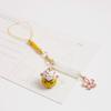 Ceramics Sakura Lucky Cat Phone Lanyard Braided Rope Lucky Cat Keychain Wrist Rope Cherry Blossoms Japanese Style
