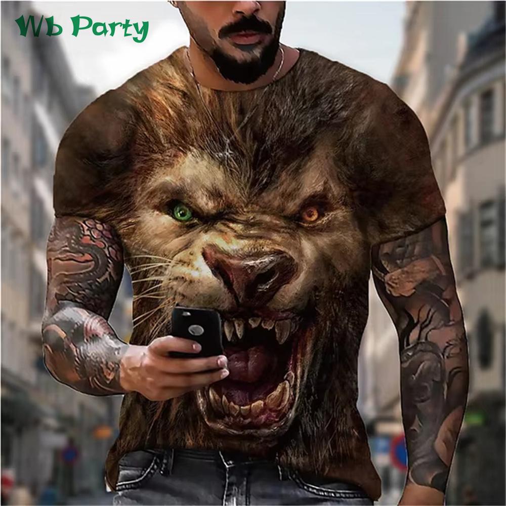 

Animal Print Clothes Men Graphic T shirts Men s Summer Clothes Short Sleeve Tee Tiger Shirts Graphic Tee Street T-shirt Man Tops XL
