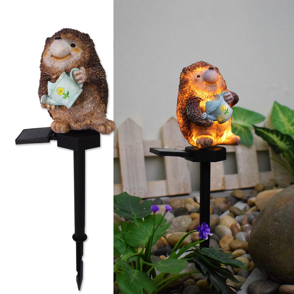 Solar Garden Led Hedgehog Figurine Lamp With Waterproof For Landscape Decoration