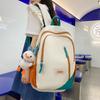 Color Blocked Simple Letter Decor Student Casual Backpack For Use School