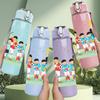 1PC Kids Cheer Sport Team Scene Print 750ml Color Plastic Sports Water Bottle Leakproof Flip Straw Lid Suitable for Sports Office Home Use