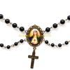 F26C Crystal Beads Rosary Catholic Necklace Miraculous Medal & Crucifix Pendant Catholic Necklace Chain for Women Girl Teen