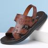 Men Black Leather Sandals Simple Flats Summer Brown Outdoor Hiking Sandals Outdoor Wide Beach Shoes for Father Over Sized
