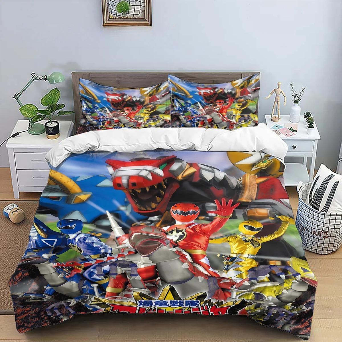 

Super Sentai Hero Squad Duvet Cover Pillowcase Bedding Set Adult Boy Bedroom Decoration Children Gift Single Double Large Size 135x200cm