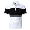 Men Print Polo Shirt Short Sleeve Polo Shirt Contrast Color Polo New Clothing Summer Streetwear Casual Fashion Men Tops