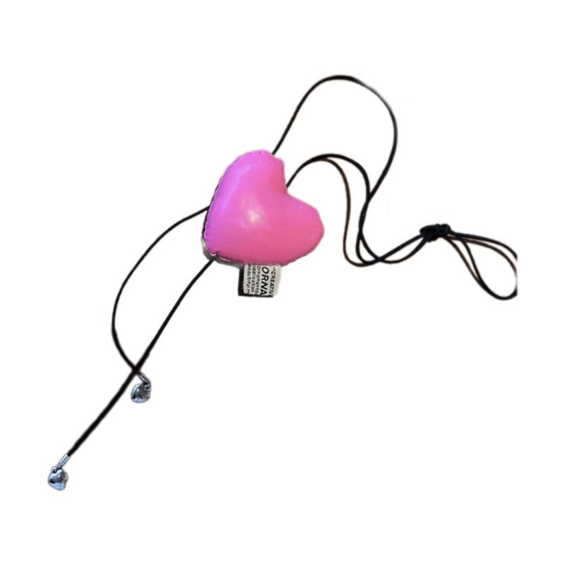

Stylish Flower Choker Necklace Cotton Heart Pendant Necklaces for Women Adjustable Chain Valentines Neckchain Jewelry рожевий червоний колір