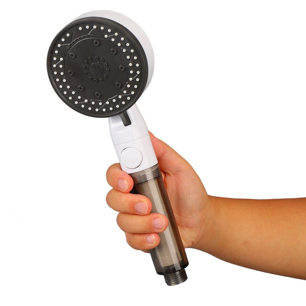 10 Modes Multifunctional Pressurized Showerhead 1 2in Threaded Interface with 1.5M Tube Double Hook Rotating Base 4
