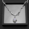 Flame Moonstone Necklace Tide Light Luxury Fashion High-end Titanium Steel Jewelry Couple Clavicle Necklace