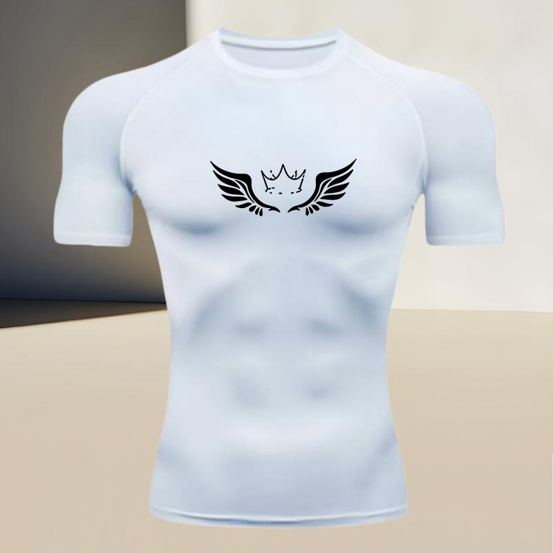 Men s Running and Fitness Compression Quick Drying Base Shirt, Short Sleeved Round Neck High Elasticity Fabric XS